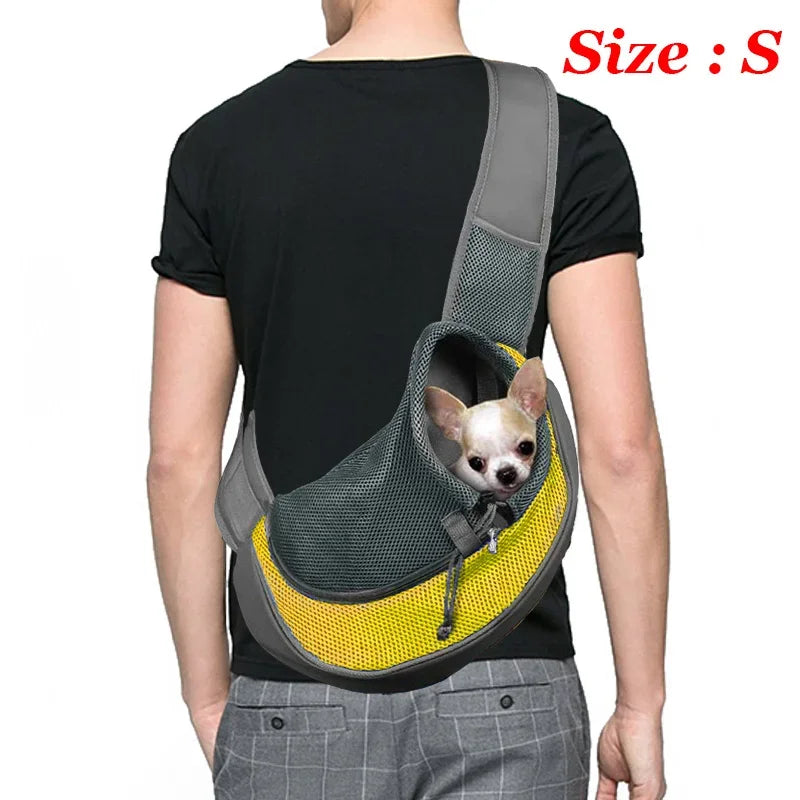 1pc cão para fora mochila, cão sling transportadora malha respirável viagem crossbody saco para filhote de cachorro gato caminhadas acampamento