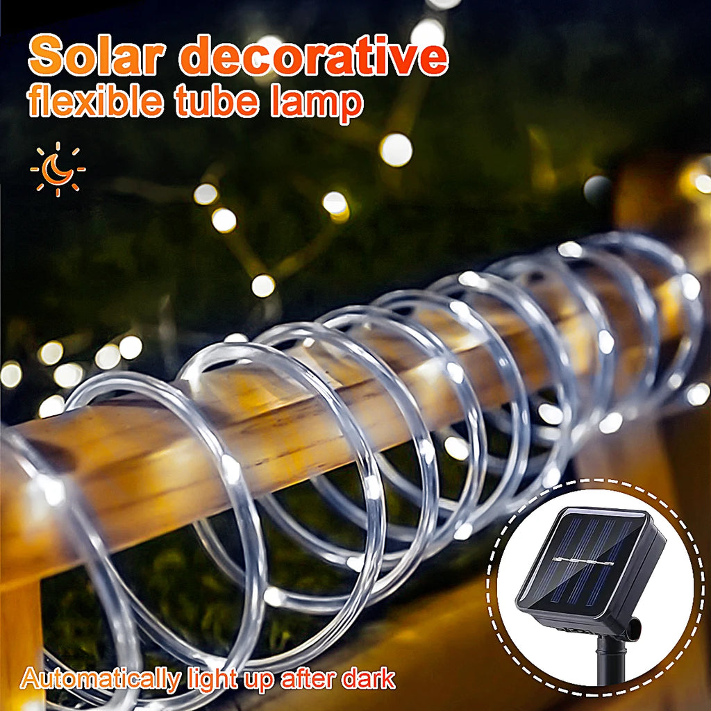 Luzes de Cordão Solar 200 LED à Prova d'Água para Exterior, Luzes de Fada Alimentadas por Energia Solar com 8 Modos para Decoração de Natal em Jardim, Quintal e Árvore