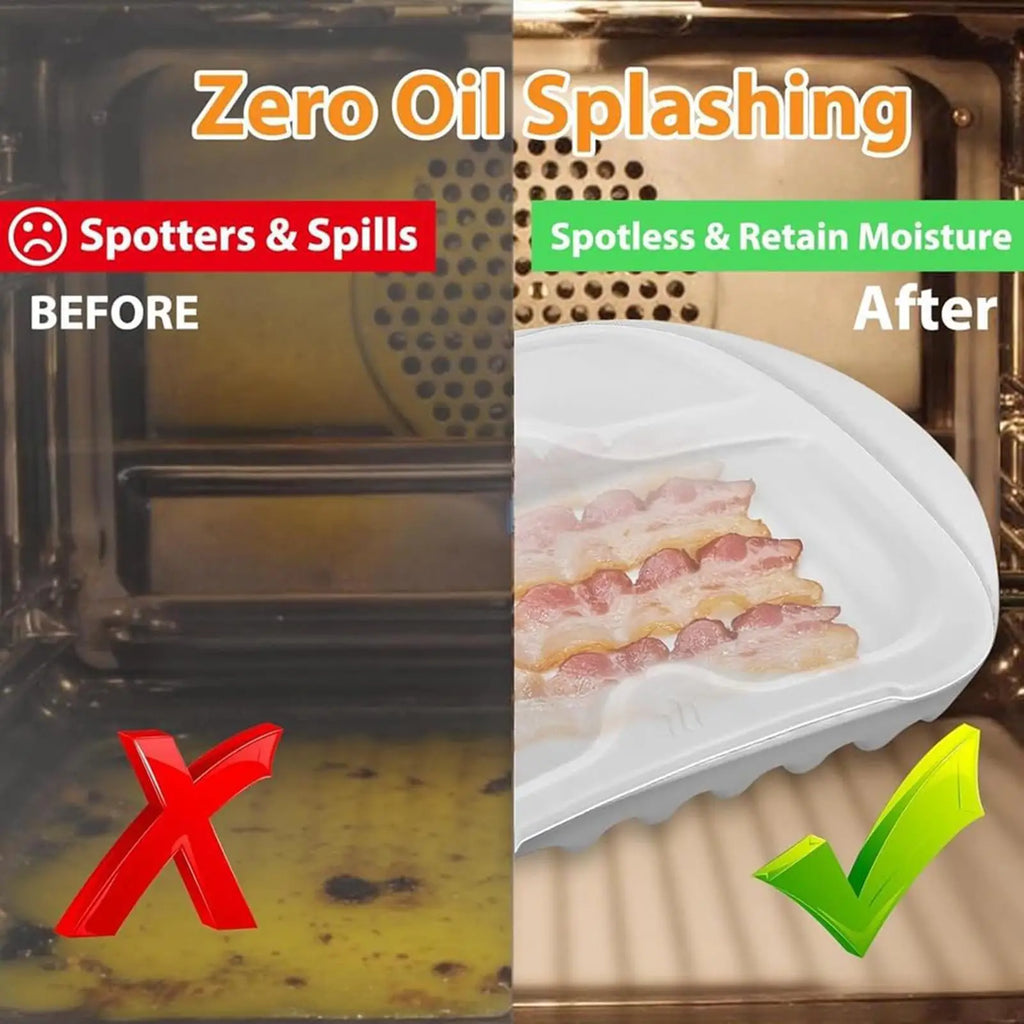 Assadeira para bacon no micro-ondas com tampa, panela para cozinhar bacon no micro-ondas, assadeira para micro-ondas, utensílio de cozinha, adequada para bacon, pizza, assados.