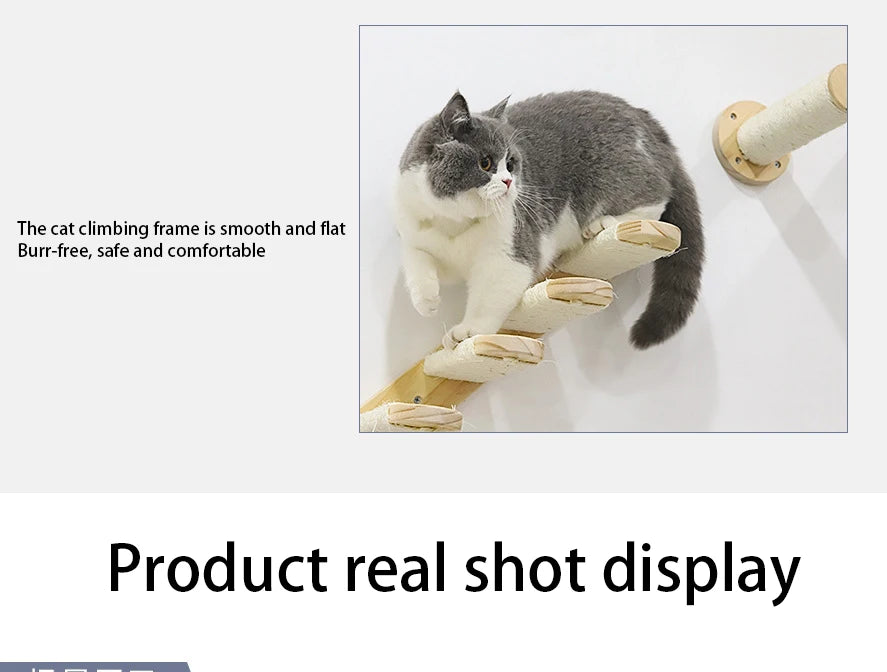 1pcCat Coçar Escalada Post Wall-montado Cat Hammock Bed Pet Móveis Kitten Wall Shelf Set Cat Perch Madeira Cat Tree House