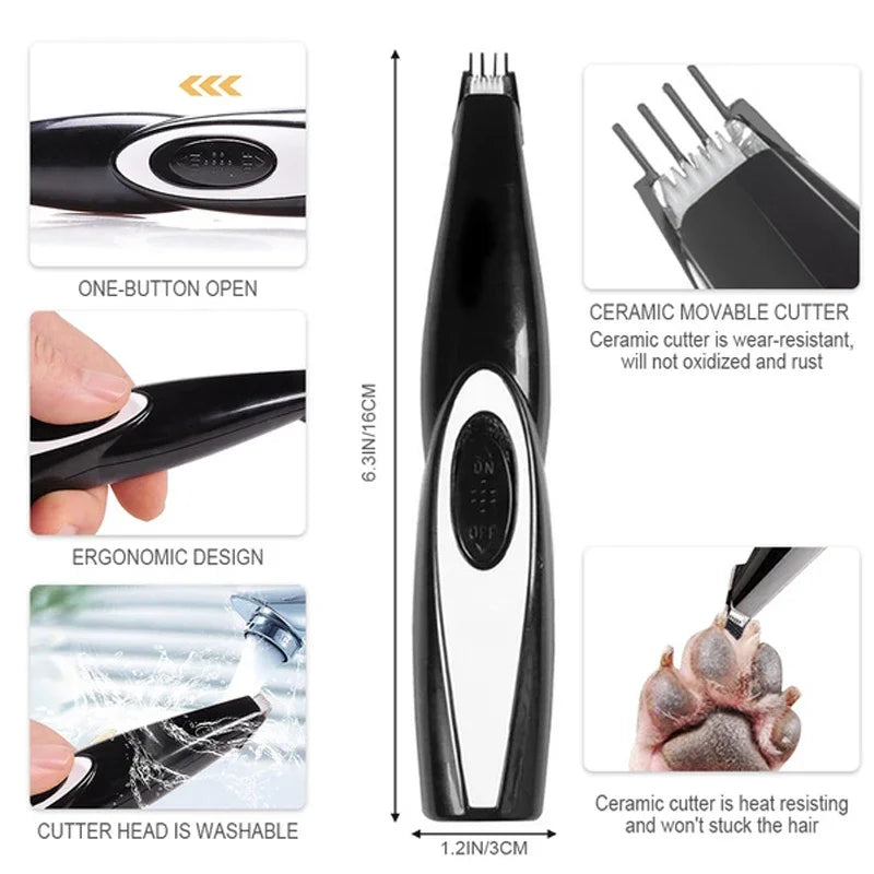 Kit de Tosa Elétrico Recarregável para Cães e Gatos, com Máquina de Cortar Pelos e Lixadeira de Unhas Silenciosa