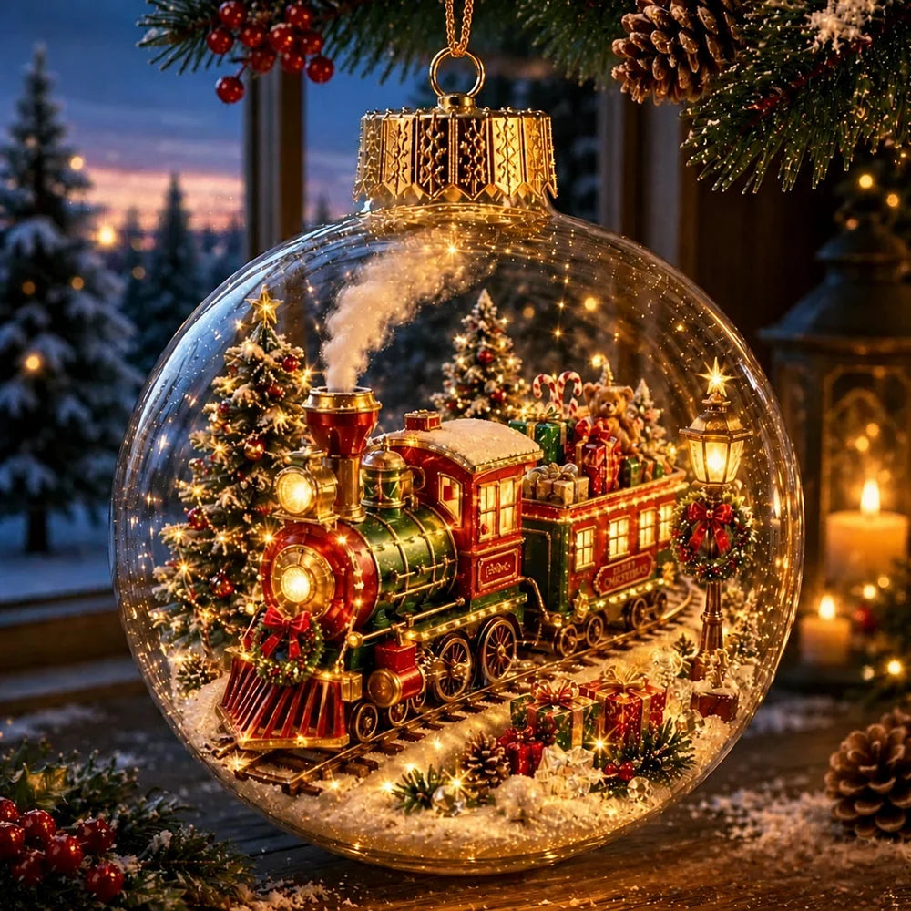 Bola de Natal Iluminada Brilhante, Ornamento de Vidro Pendurado para Decoração de Árvore de Natal, Festa em Casa e Festas de Natal