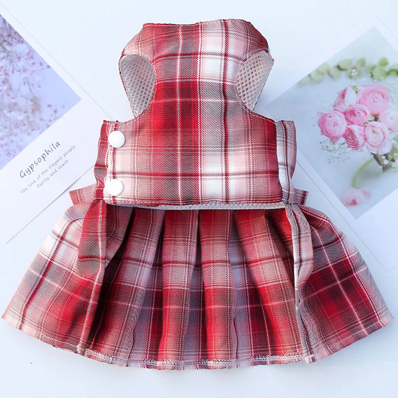 Coelho jk vestidos e trela conjuntos de malha xadrez pet colete arnês para gatos coelho verão pequenos animais roupas coelhos acessórios