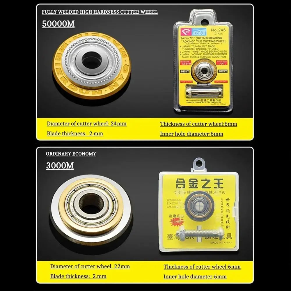Manual da roda do cortador da telha do carboneto da liga com porca de bloqueio do parafuso cortador da telha cerâmica 22mm lâmina manual da máquina de corte da telha
