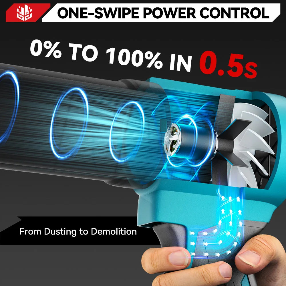 Onevan 400m/s ventilador turbo elétrico sem escova, 4000w, 300000rpm, ferramenta de sopro de poeira de folhas sem fio para makita, pino de bateria de 18v