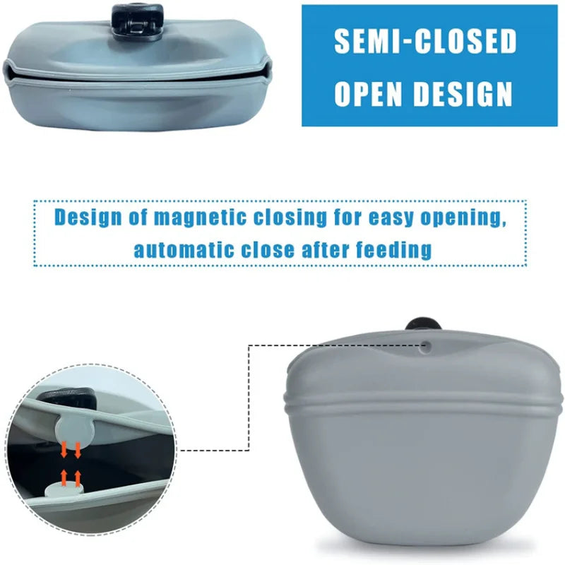 Saco de silicone para tratamento de cães, saco portátil para treinamento de cães, alimentador ao ar livre, bolsa para lanche de cachorro, saco de armazenamento de recompensa de alimentos, suprimentos para animais de estima