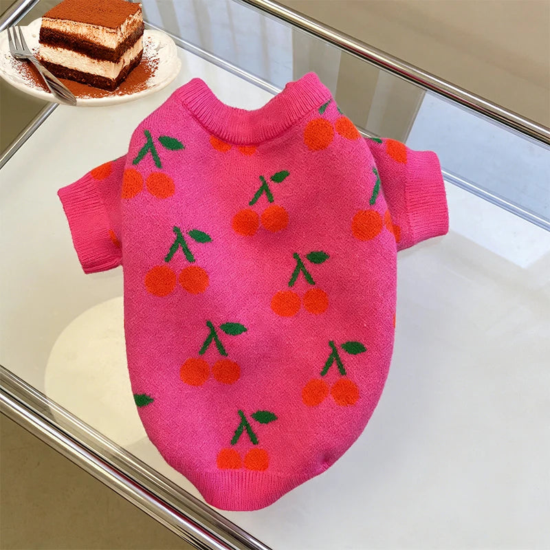 Roupas de luxo para cães e meninas, pulôver de malha chihuahua bichon, suéter doce, roupa de cachorro, jaqueta quente de inverno para animais de estimação