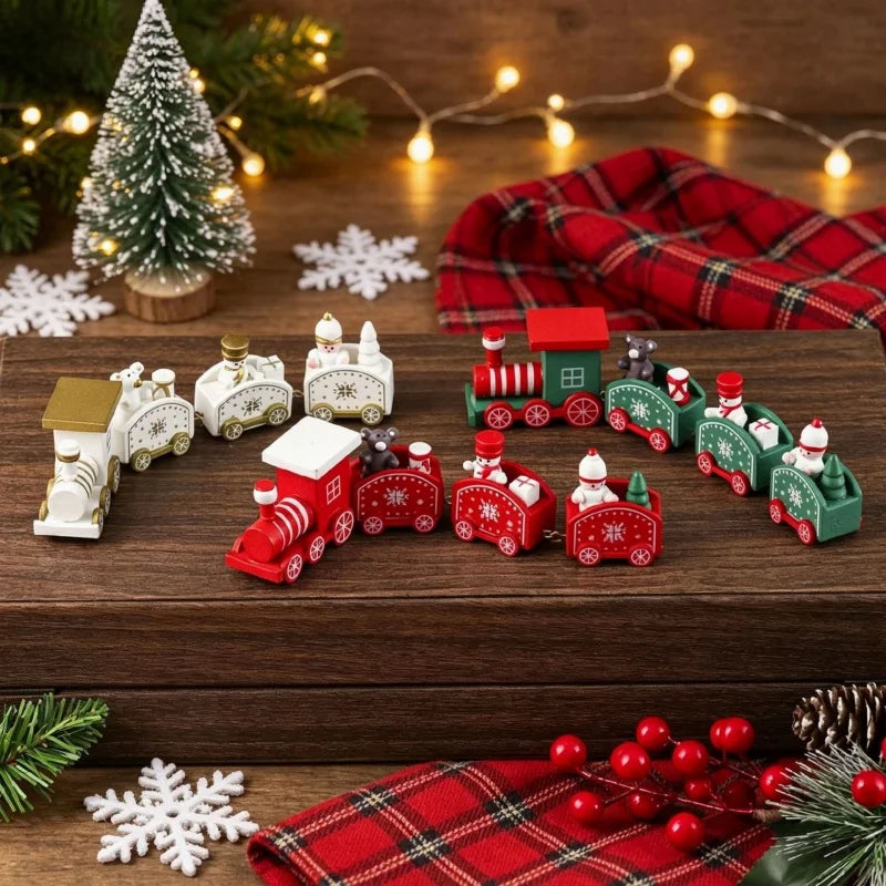 Decoração de Trem de Natal com Design Pintado Encantador, Decorações de Natal para Exibição em Mesa e Vitrine, Presentes