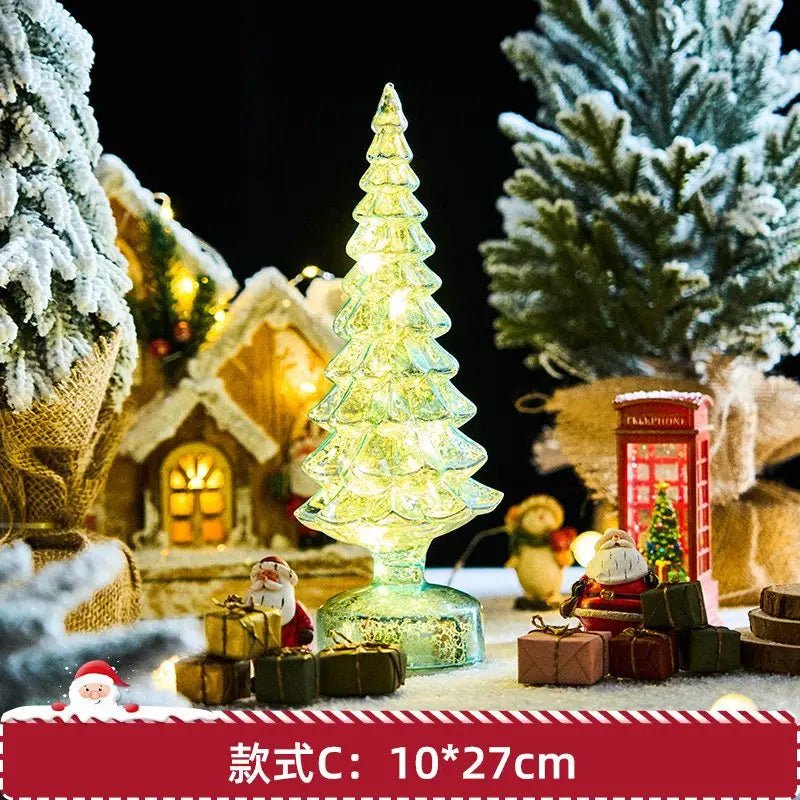 Árvore de natal luz noturna de vidro para casa natal romântico feriado atmosfera arbol de navidad ornamentos led decoração luminosa - Kasa & Pet