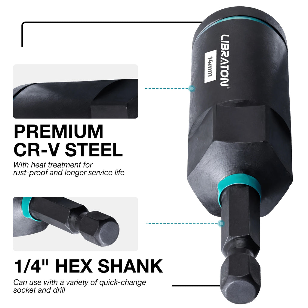 16/18 pçs conjunto de driver de porca magnética sae/conjunto de driver de porca de impacto métrico 1/4 "hex shank porca driver bit conjunto para impacto broca porca driver