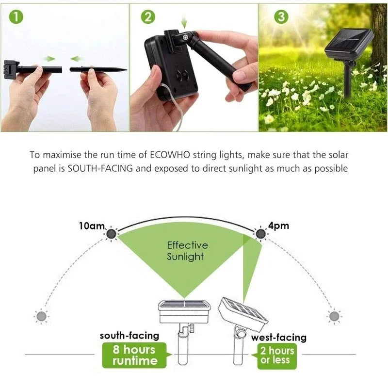 32m solar led luz ao ar livre festão lâmpada jardim luz de fadas corda led cintilação à prova dwaterproof água lâmpada natal guirlanda decoração quintal