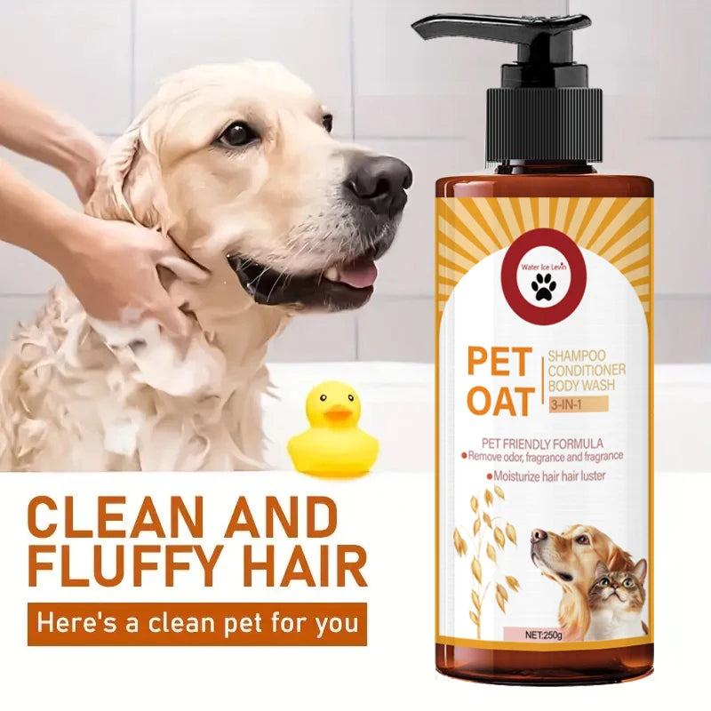 Shampoo para animais de estimação de 250g; Limpe pelos de animais de estimação, remove odor, faz o cabelo liso e não secura, tem fragrância de longa duração, shampoo especial para animais de estimação, banho, adequa