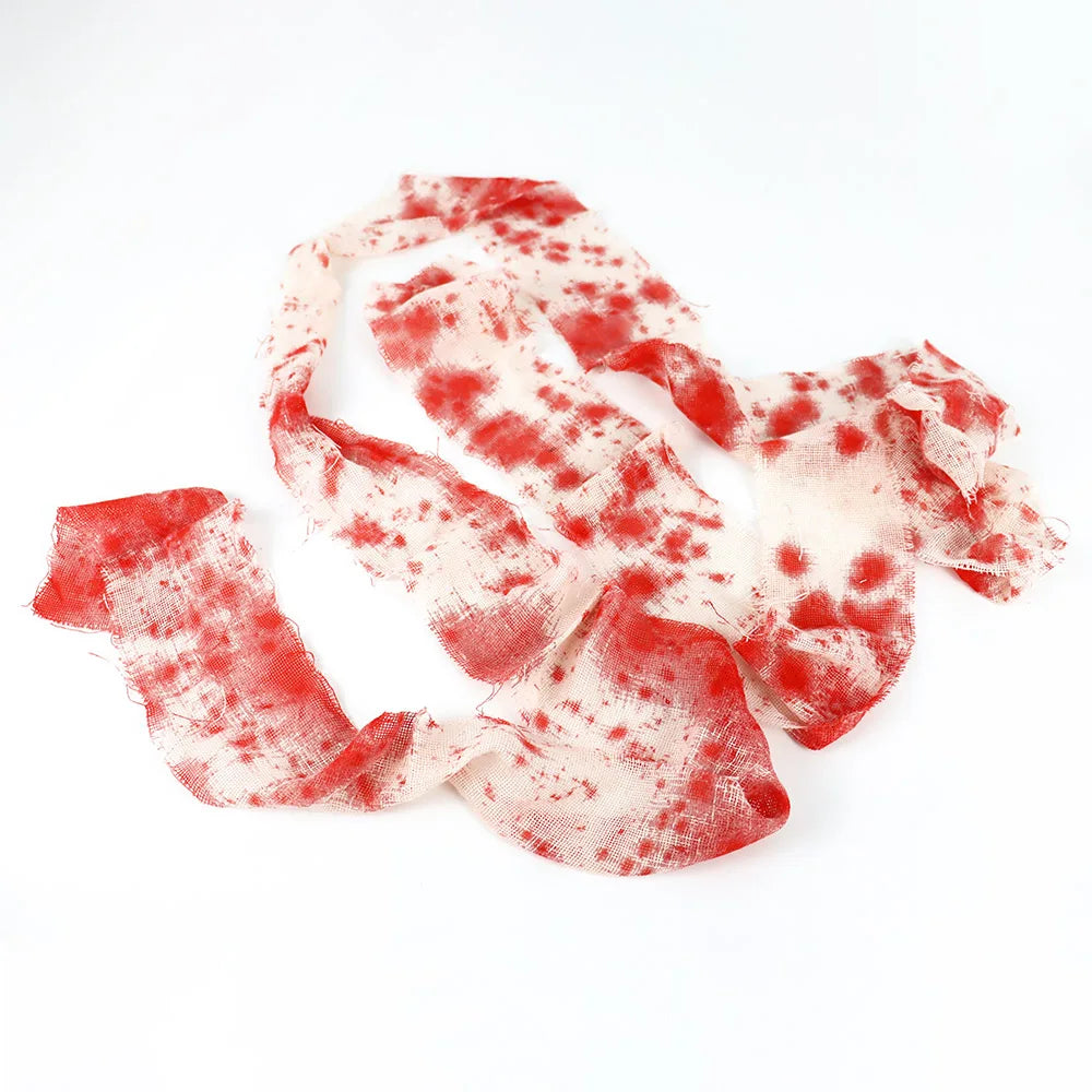 Pano De Bandagem De Sangue Para Decoração De Halloween, Gaze Sangrenta De Terror, Assustadora Artificial, Fita De Advertência, Decoração Da Casa Assombrada