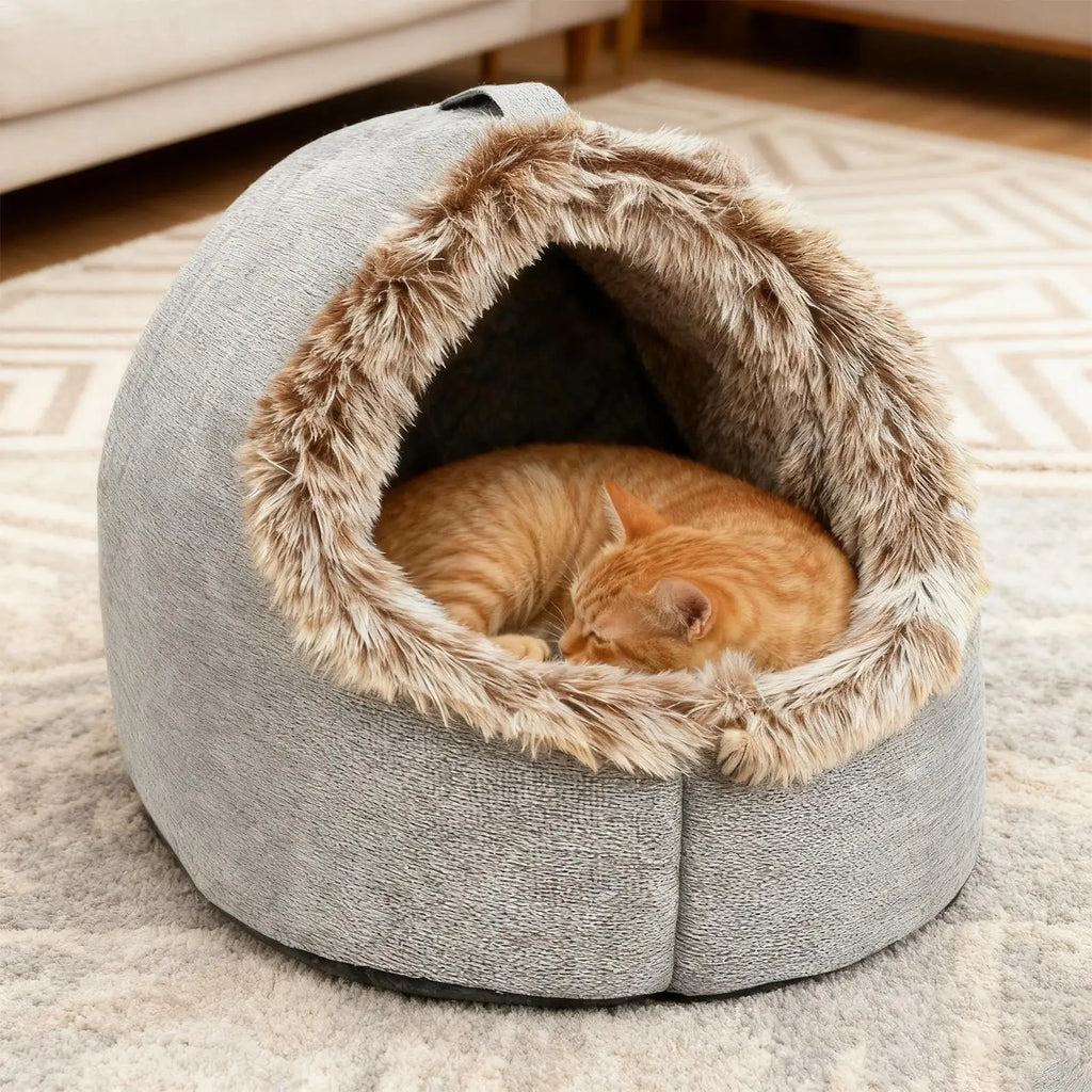 Casa para animais de estimação para pequeno cão gato cama casa portátil fechado pelúcia pet gatinho ninho inverno quente macio pet caverna canil sono profundo sofá