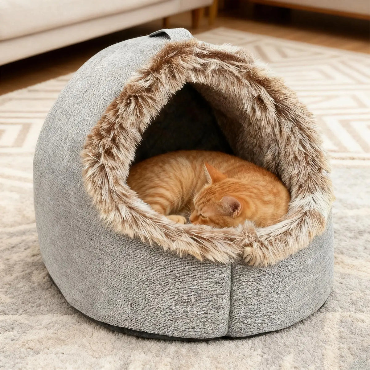 Casa para animais de estimação para pequeno cão gato cama casa portátil fechado pelúcia pet gatinho ninho inverno quente macio pet caverna canil sono profundo sofá