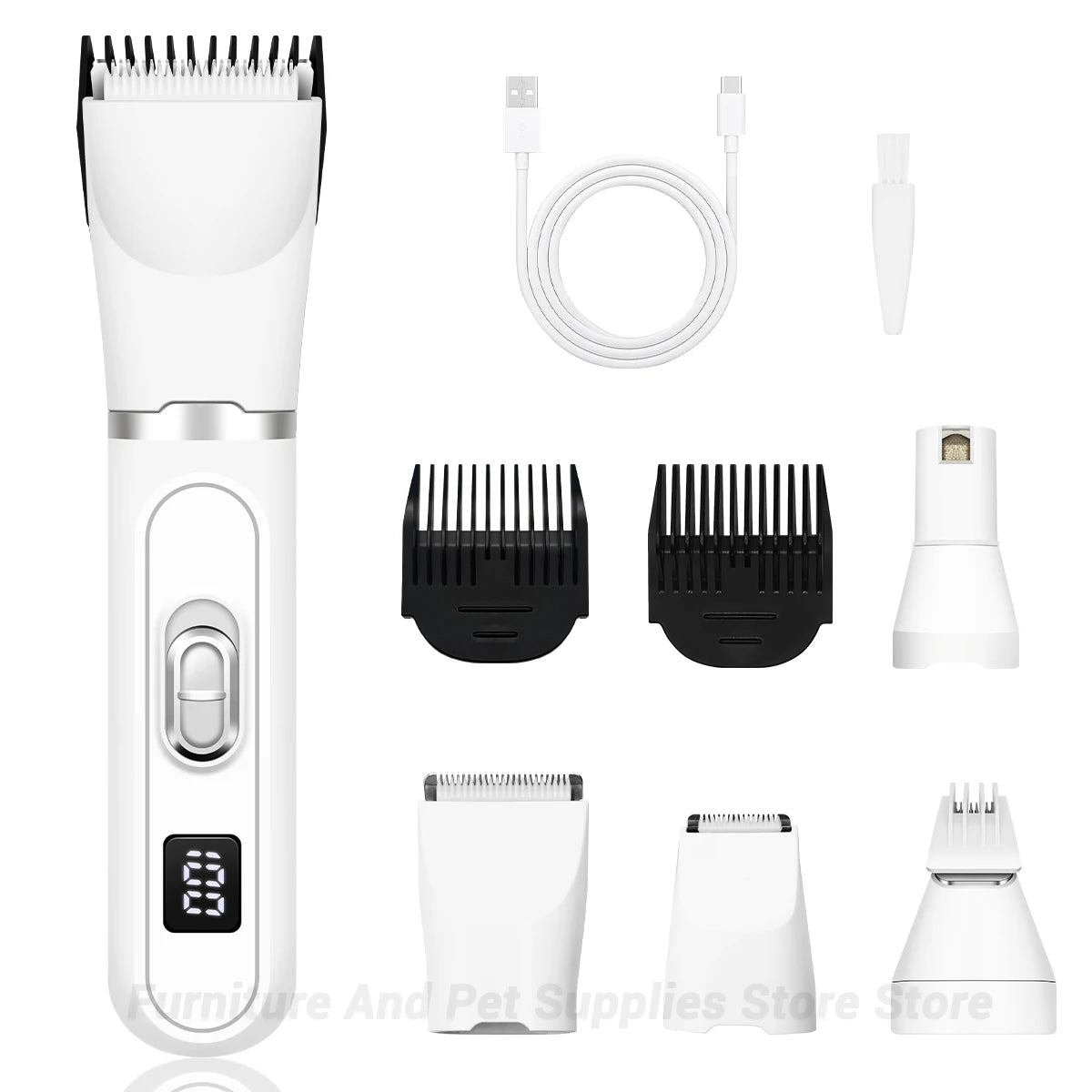 Conjunto 4 em 1 para tosa e cuidados com animais de estimação, 4 lâminas diferentes, barbeador de pelos de animais de estimação, baixo ruído, recarregável, sem fio, seguro, aparador de cães