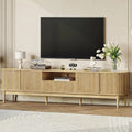 Suporte de TV com design canelado de 86,6'' para TVs de 75/80/85 polegadas, console de TV em nogueira, sob medida