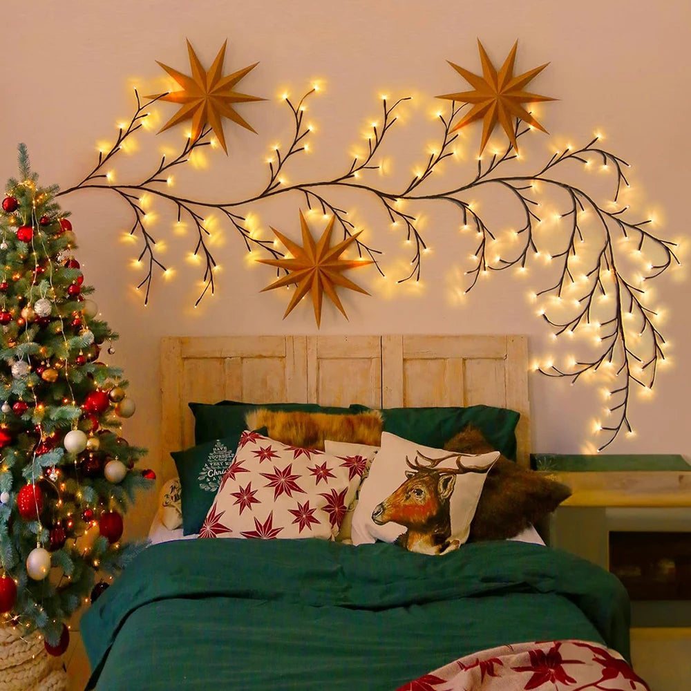 Lâmpada de Ramo de Árvore com 96 LEDs, Decoração de Parede para Quarto, Luz de Faixa em Forma de Galho de Salgueiro, 8 Modos de Iluminação, Luz de Ambiente DIY, Iluminação para Casa