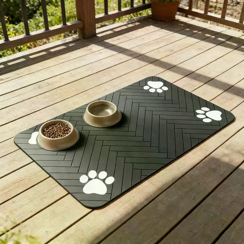 Tapete de alimentação para animais de estimação, absorvente, para comida e tigela de água com suporte de borracha à prova d'água, tapete de água de secagem rápida para cães e gatos