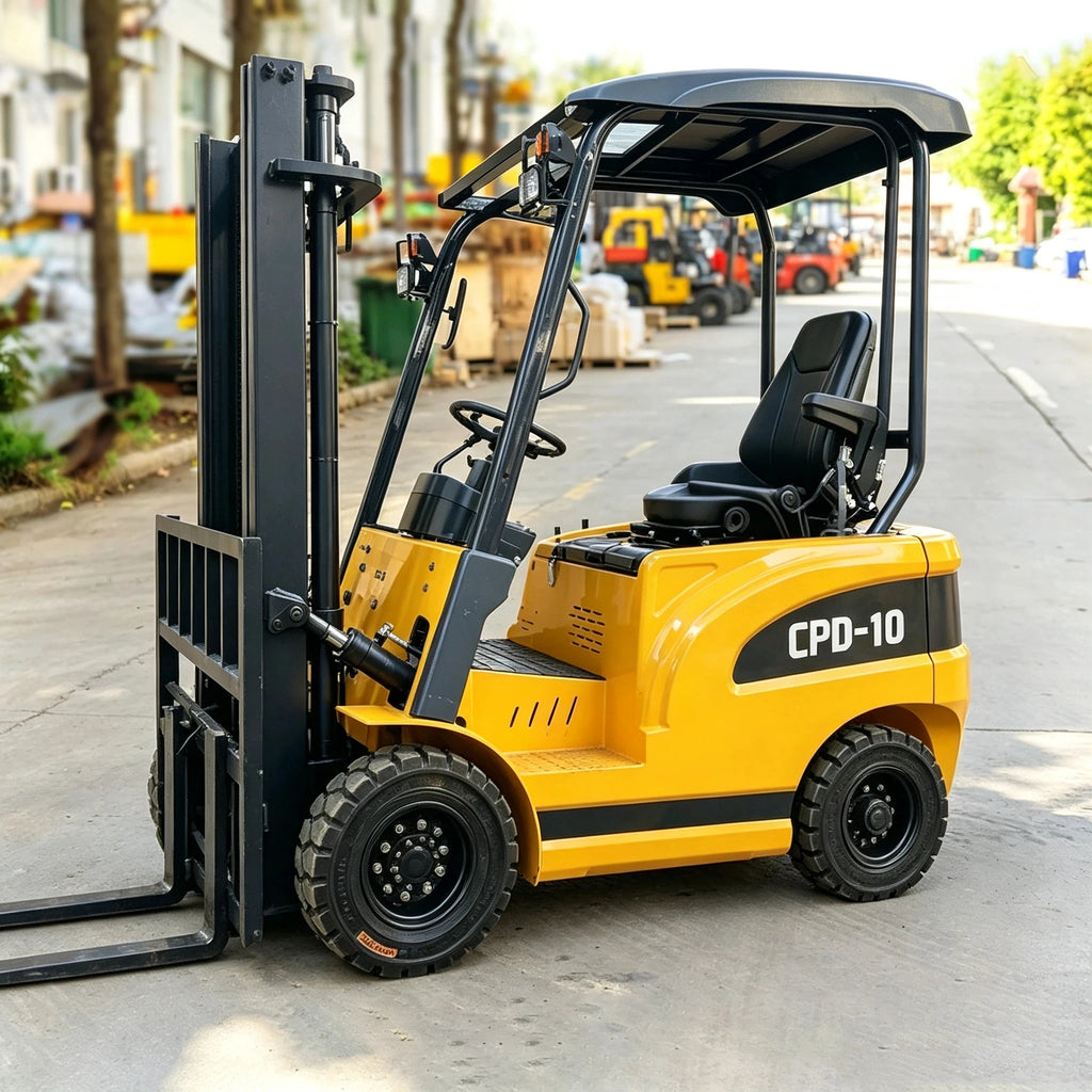 Empilhador elétrico de 1,5 toneladas, alimentado por bateria, para manuseio de cargas em armazéns, com certificação CE, modelo personalizável.