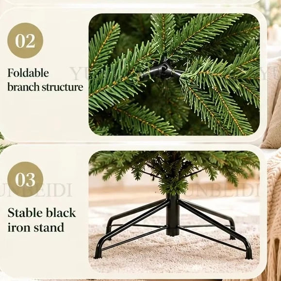 Árvore de Natal artificial em PE e PVC, com luzes LED USB e luzes quentes, árvore de Natal de alta qualidade, de 120 cm a 210 cm