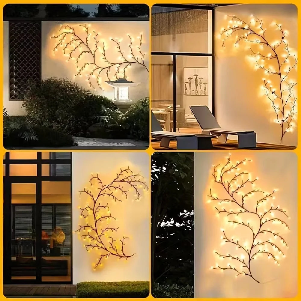 Lâmpada de Ramo de Árvore com 96 LEDs, Decoração de Parede para Quarto, Luz de Faixa em Forma de Galho de Salgueiro, 8 Modos de Iluminação, Luz de Ambiente DIY, Iluminação para Casa