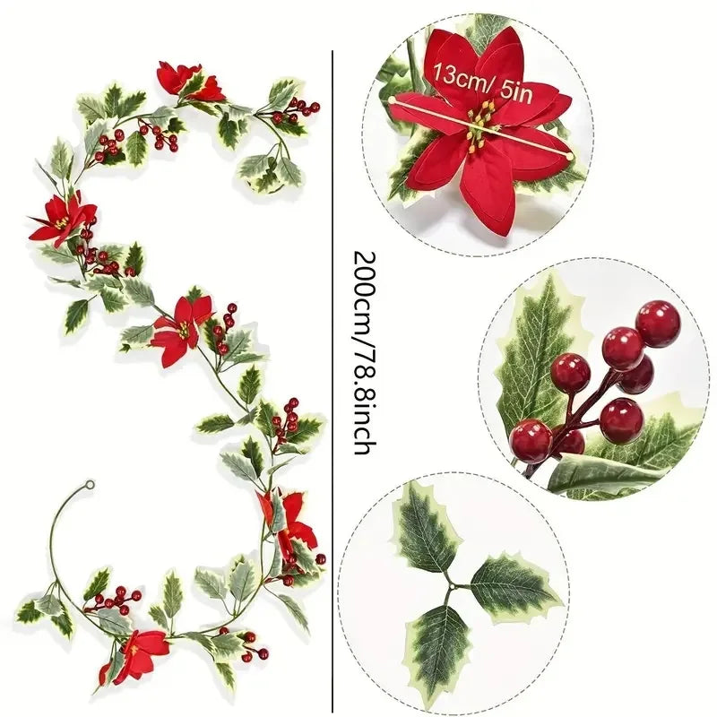 Guirlanda de Natal artificial - perfeita para atmosfera festiva - ideal para Natal, aniversário, casamento, aniversário, decoração de arco de parede