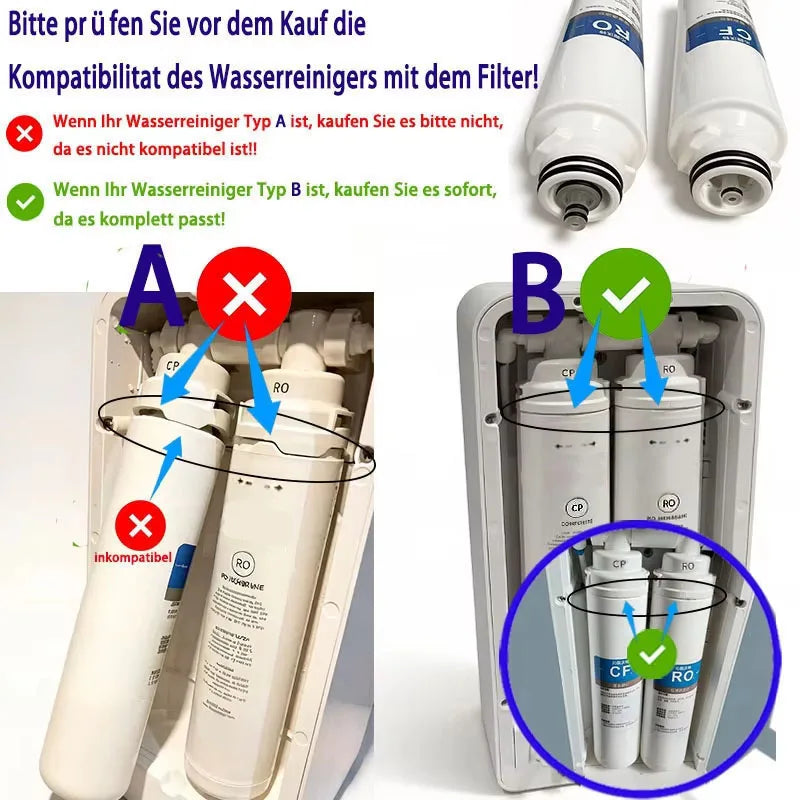 Elemento Filtrante para Purificador de Água Aqua global Mini touch/Flexible touch, CF+RO+ACF1 Compatível com Zen&Pur/BulePro B04/B05