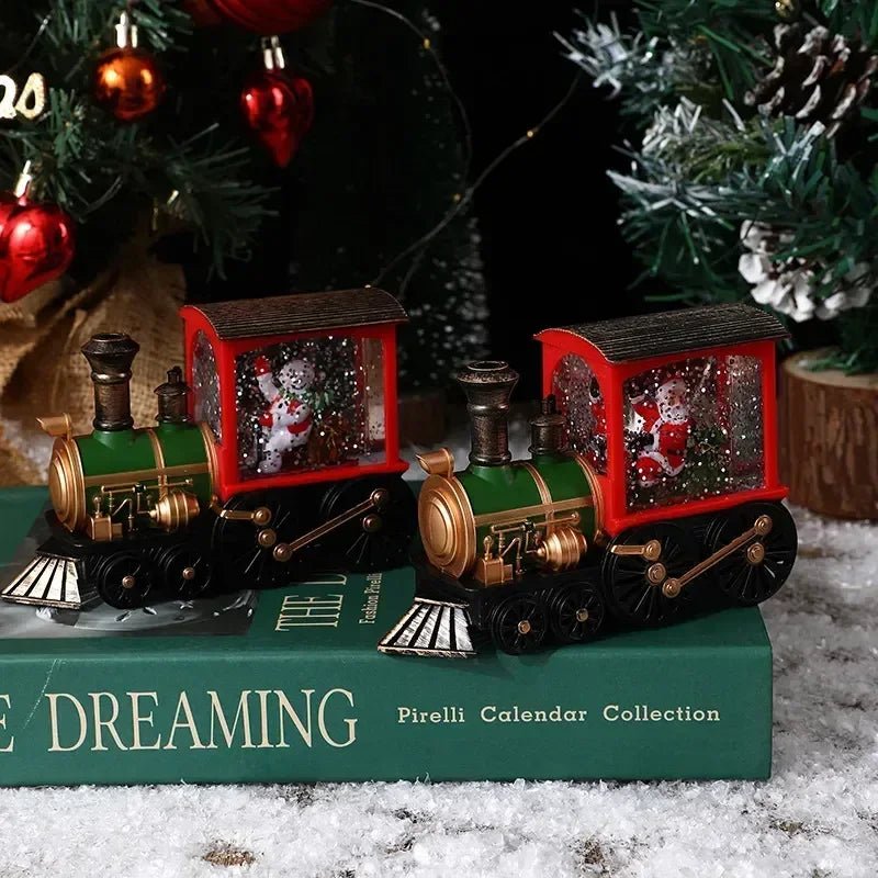 Presente de natal bola de cristal ornamentos luzes led trem papai noel feliz natal decoração para festa em casa natal