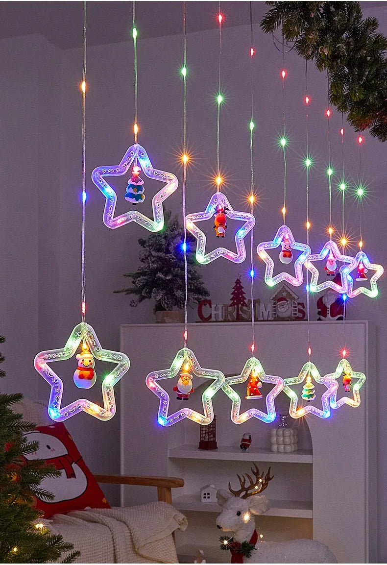 Decoração de lâmpada de janela de natal luzes de cortina de fadas 8 modos de trabalho luzes de corda de árvore de natal para festa de casamento decoração de casa