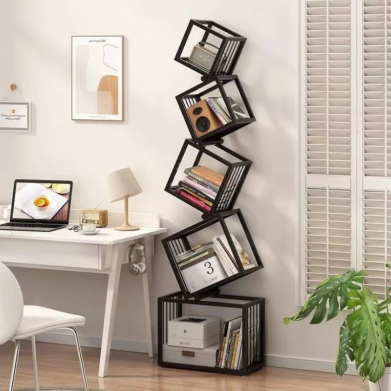 Decoração moderna para sala de estar, prateleira de arte em ferro, escritório, estudo, estante, armazenamento multicamadas para organizar livros e decorações