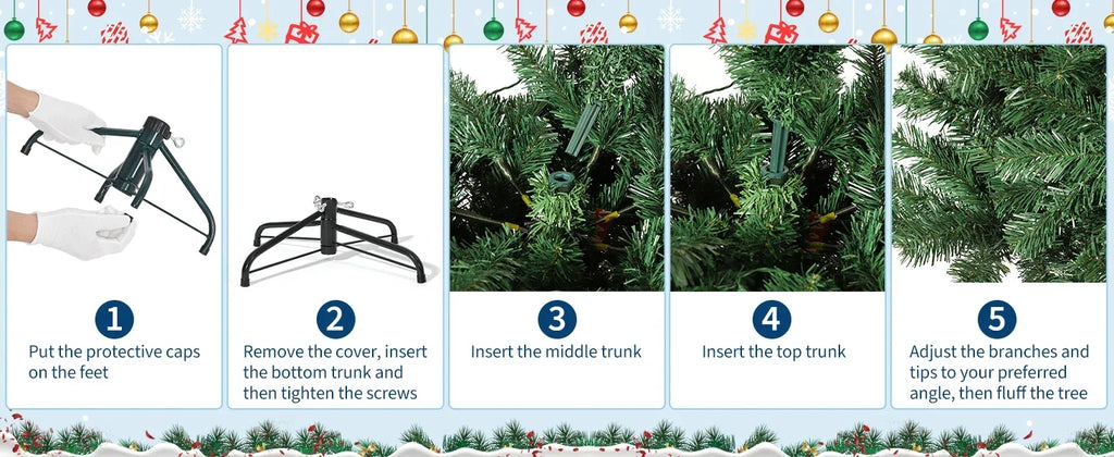 Árvore de Natal com galhos em forma de cedro, 1,8 metros ou 2,3 metros de altura, galhos em PVC, base estável