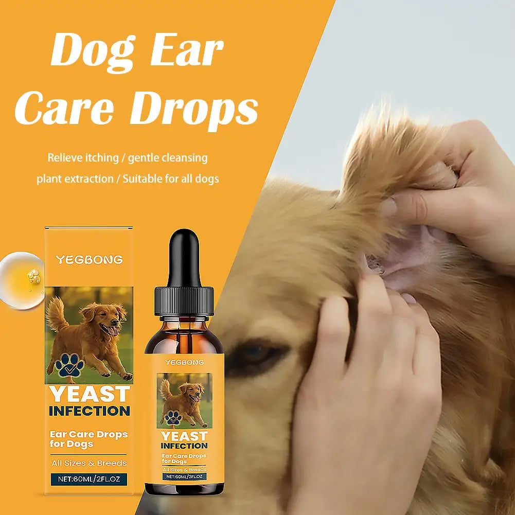 Gotas para ouvido de animais de estimação, 60ml, dissolvem cera de ouvido, removedor de odor, anti-coceira, natural, não irritante