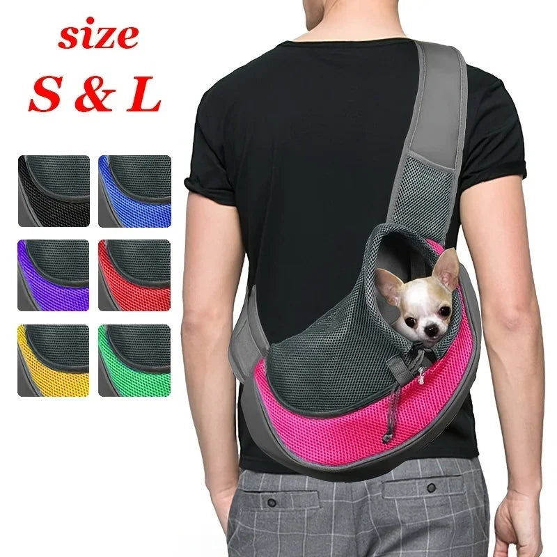 1pc cão para fora mochila, cão sling transportadora malha respirável viagem crossbody saco para filhote de cachorro gato caminhadas acampamento