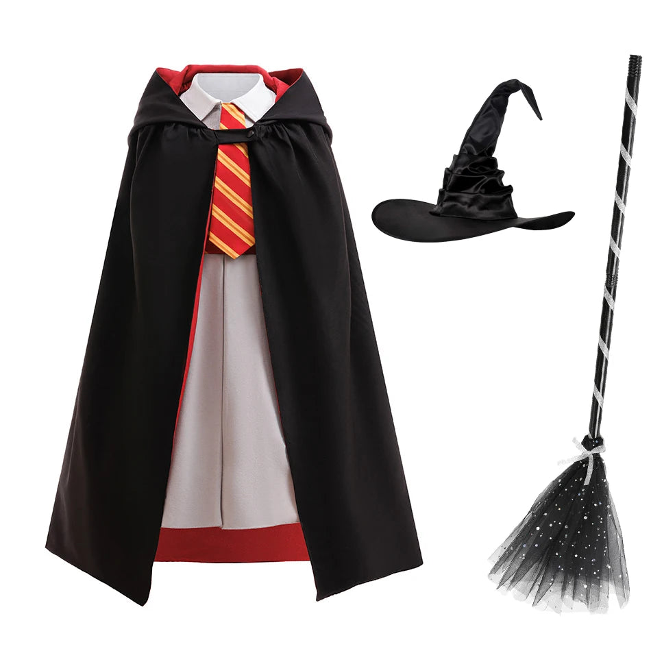 Meninas assistente escola cosplay vestido com capa uniforme da academia mágica para o dia das bruxas crianças bruxa role play festa traje carnaval