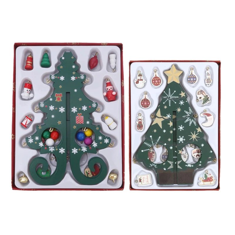 Árvore de natal infantil artesanal diy estéreo de madeira layout de cena de árvore de natal decorações de natal ornamentos 17 19cm de altura