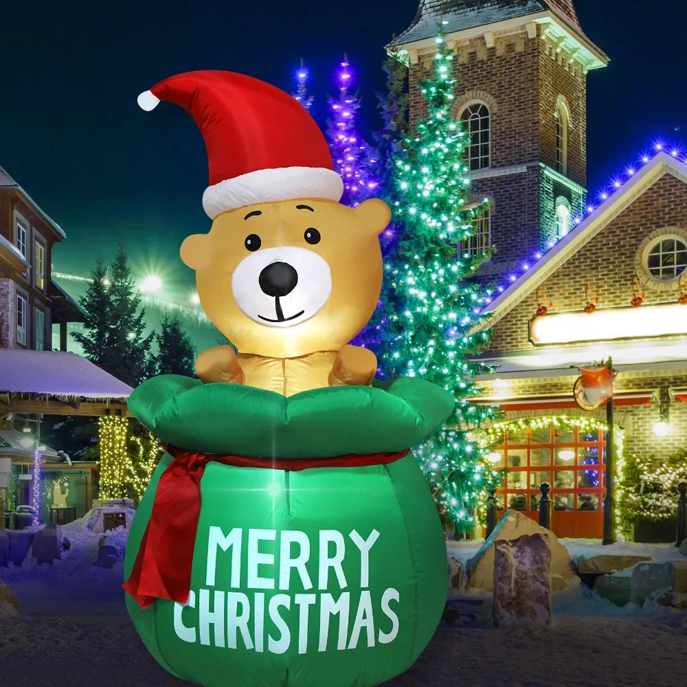 Decorações infláveis de natal-ramo boneco de neve, papai noel, homem de gengibre, saco de presente boneco de neve luz led decorações de gramado