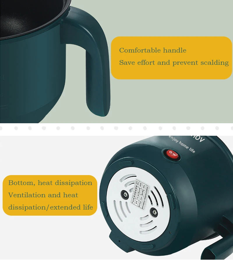 Mini panela multi antiaderente de 1,8l, máquina de cozinhar de camada única/dupla, panela elétrica multifuncional com fogão a vapor para casa