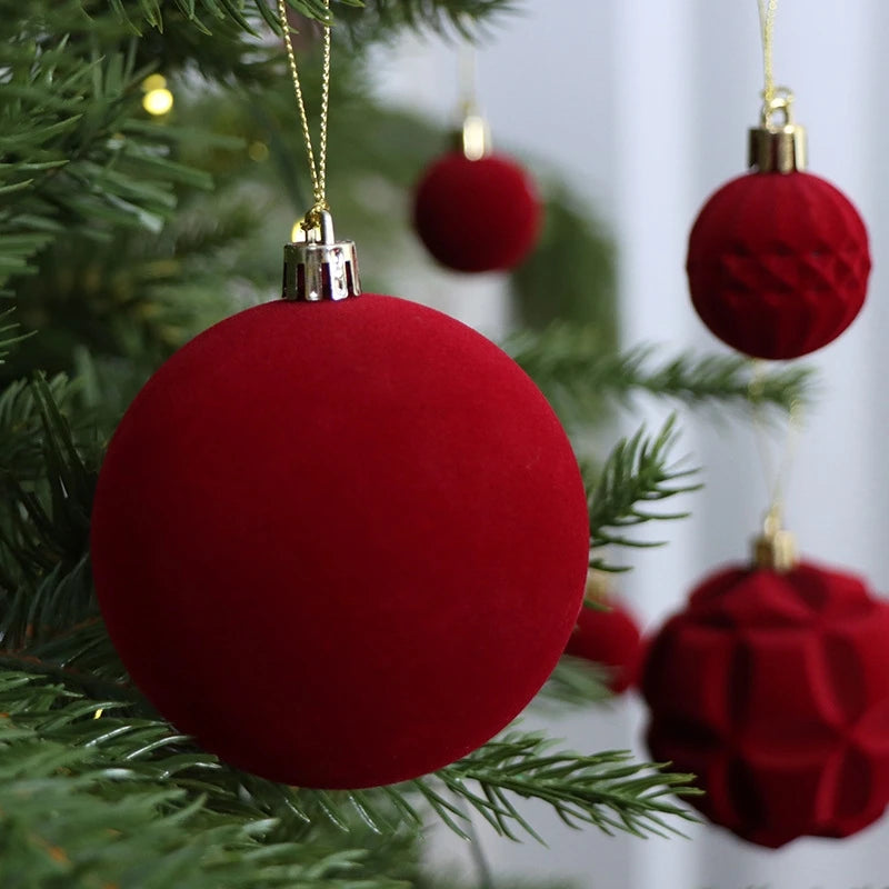 16 bolas de Natal de veludo, enfeites de 8 cm, bolas para pendurar na árvore de Natal, decoração para festas de Ano Novo e para a casa, Natal.