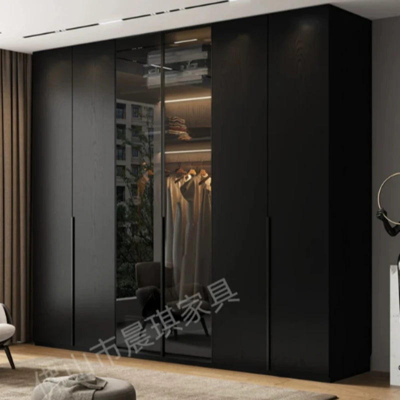 Guarda-roupas de Luxo que Economizam Espaço, com Vidro Canelado, Sistema de Estruturas Organizadoras, Guarda-roupa Solteiro, Móveis para Quarto