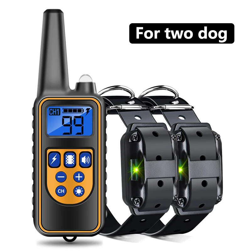 Coleira de Treinamento para Cães PUPOPAN 800m à Prova d'Água Recarregável com Controle Remoto e Display LCD para Todos os Tamanhos com Choque, Vibração e Som