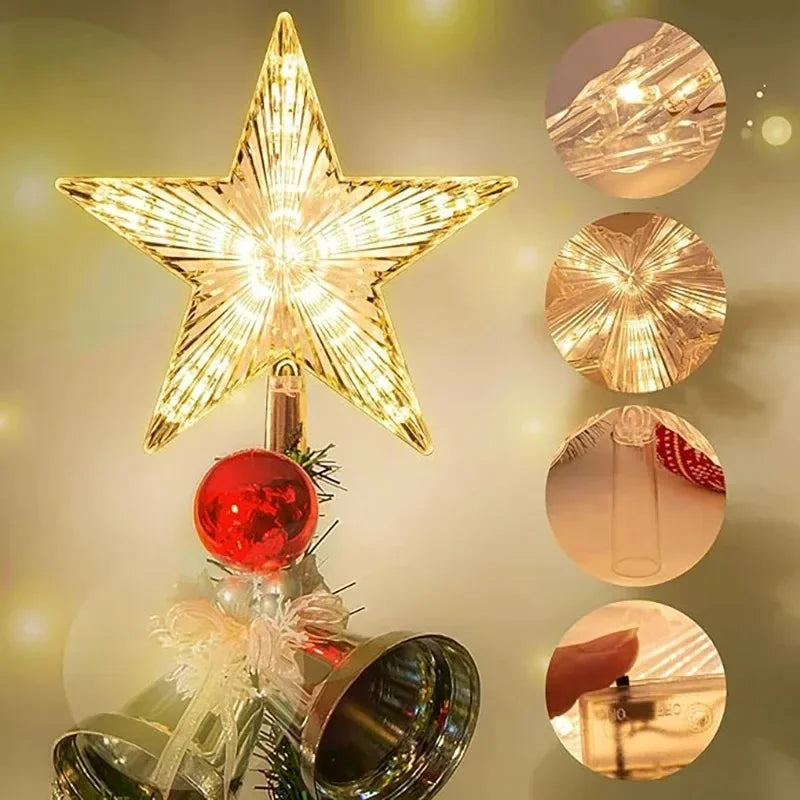 15cm decoração de árvore de natal estrelas luzes brancas quentes decoração de quarto de casa lâmpada led brilhante festival de natal topstar navidad 1.07in