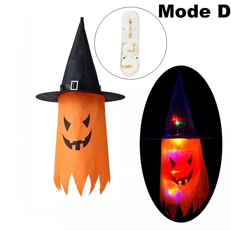 Lanternas de Chapéu de Bruxa Brilhantes para Halloween, Decoração Suspensa para Jardim, Varanda, Quarto, Ambientes Internos e Externos, Adereços para Festas de Feriado - Kasa & Pet