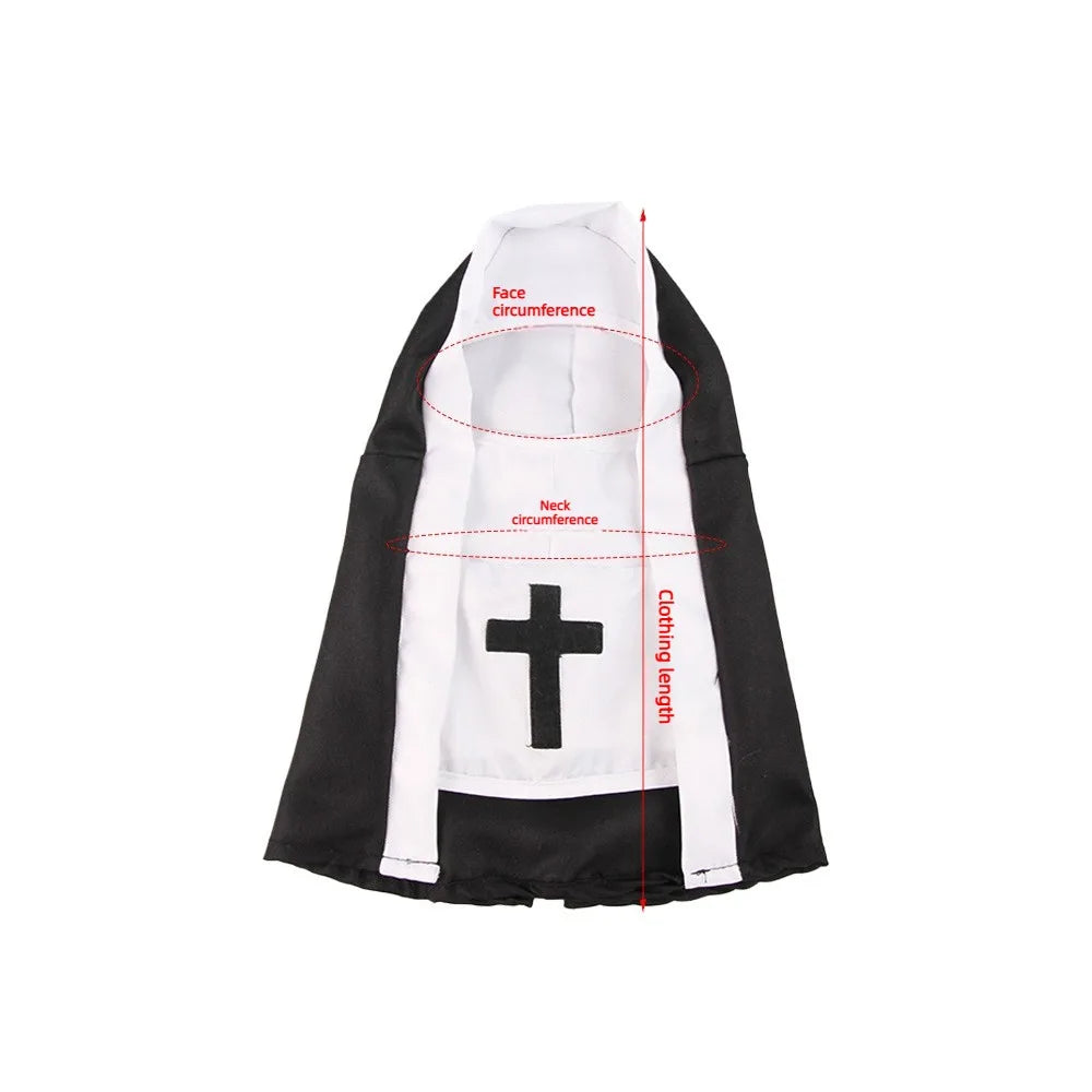 Fantasia de freira para gatos e cães, roupa religiosa engraçada para animais de estimação, fantasia de cosplay para Halloween, adereços para festas.