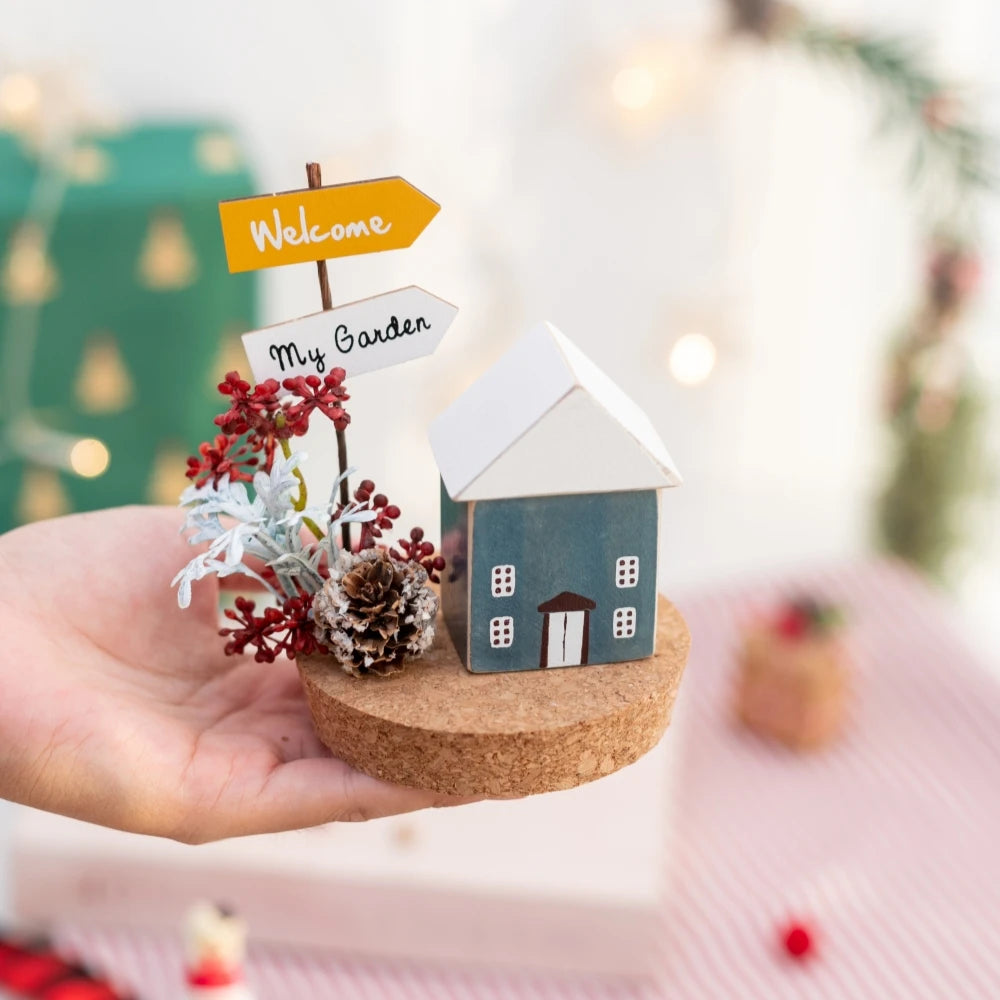 Casas e Acessórios Colecionáveis de Natal: Enfeites de Figuras, Cenas de Mesa de Casa de Madeira de Inverno, Decoração de Mesa para Feriados e Casa