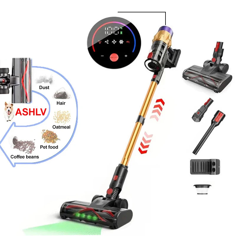 550w 50kpa vara aspirador de pó sem fio bateria removível handheld inteligente vassoura led touchscreen aspirador pó para piso casa