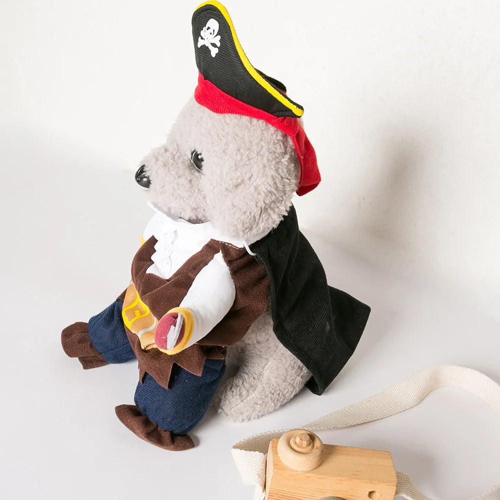 Engraçado roupas para animais de estimação pirata cão gato traje terno corsair vestir-se festa vestuário para gato cão mais chapéu traje do cão de estimação