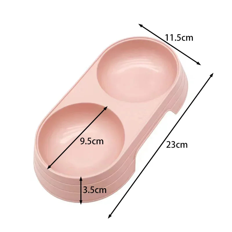 Tigela dupla para animais de estimação, cães e gatos, tigelas duplas, macaron, plástico, suprimentos para animais de estimação, acessórios para gatos, produtos para gatos
