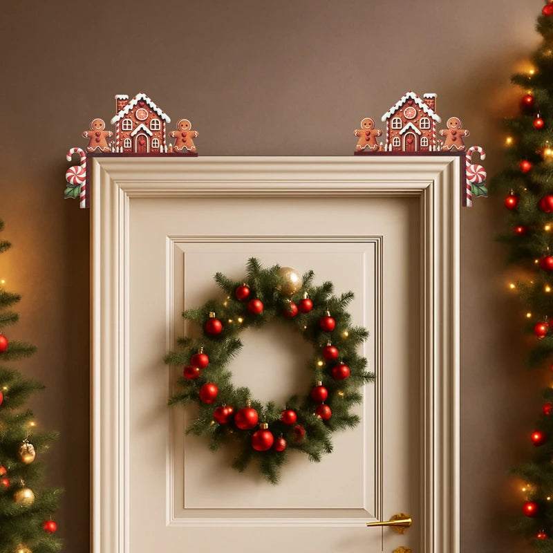 Decoração de moldura de porta de natal decoração de feliz natal para casa 2025 pingente enfeites de madeira de natal navidad natal presente de ano novo