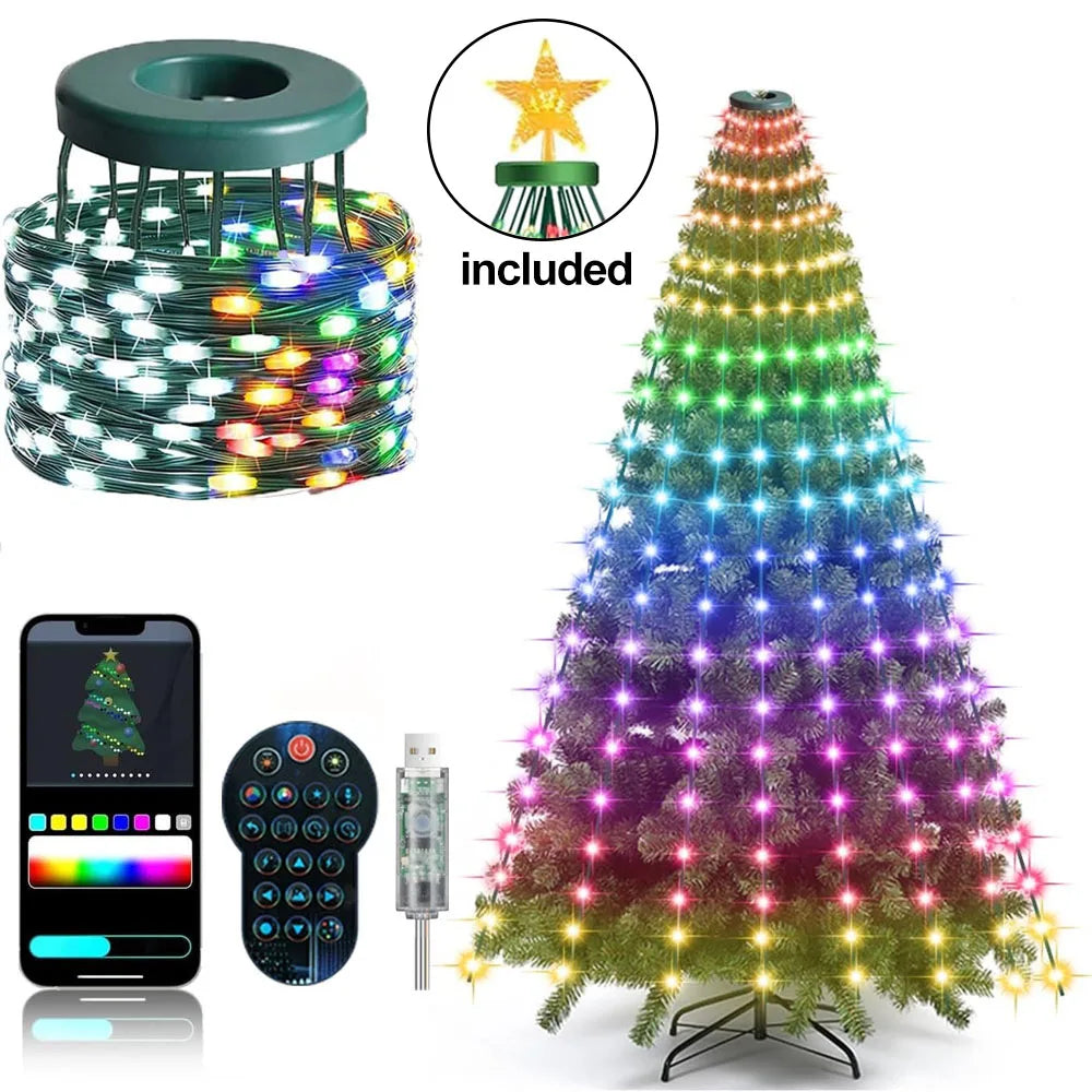 Presentes de Natal 2027, 1,8m/5,9ft, 400 LEDs, Luzes de Cordão para Árvore de Natal, Luzes Decorativas Internas com Mudança de Cor para Decoração de Casa em Feriados